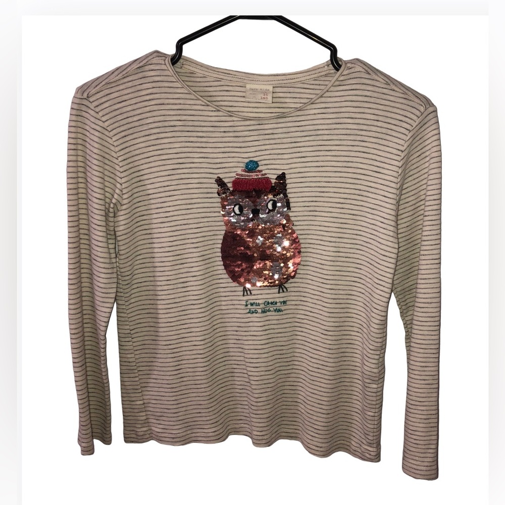 Zara kids Flip Sequin 🦉Owl long sleeve t-shirt - size 10